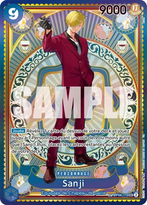 Carte One Piece Sanji OP06-119 · parallèle 2, extension Des poings vifs comme l’éclair