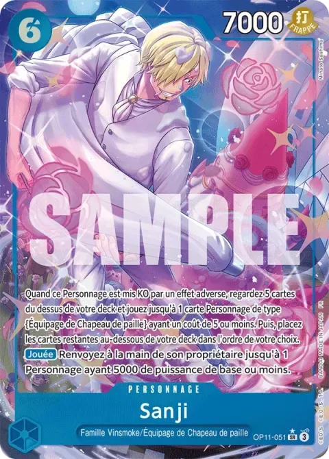 Carte One Piece Sanji OP11-051 · parallèle, extension Des poings vifs comme l’éclair
