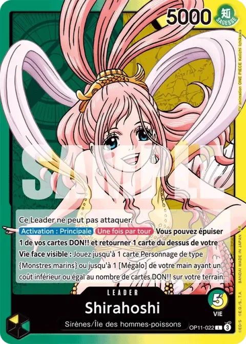 Carte One Piece Shirahoshi OP11-022, extension Des poings vifs comme l’éclair