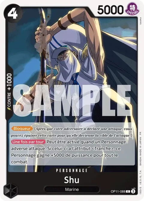 Carte One Piece Shu OP11-088, extension Des poings vifs comme l’éclair