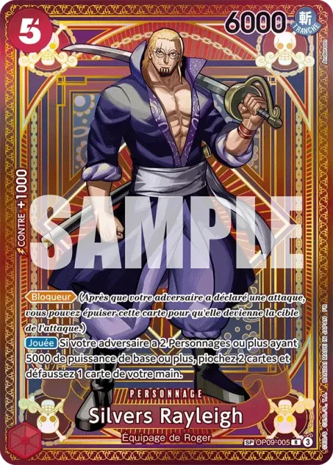 Carte One Piece Silvers Rayleigh OP09-005 · parallèle, extension Des poings vifs comme l’éclair