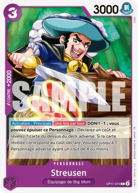 Carte One Piece Streusen OP11-074, extension Des poings vifs comme l’éclair