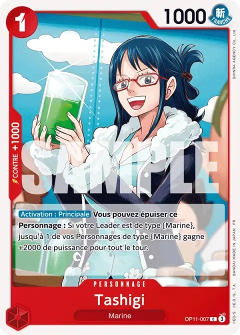 Carte One Piece Tashigi OP11-007, extension Des poings vifs comme l’éclair