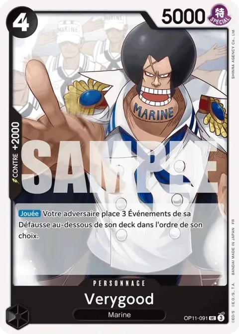 Carte One Piece Verygood OP11-091, extension Des poings vifs comme l’éclair
