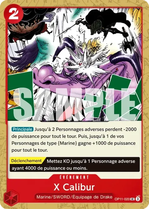 Carte One Piece X Calibur OP11-020, extension Des poings vifs comme l’éclair