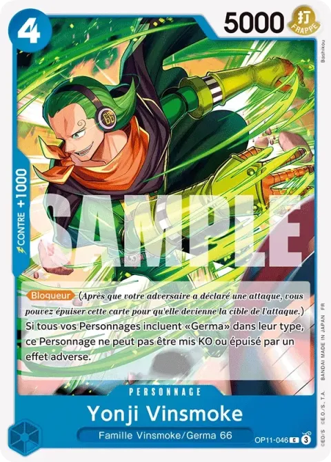 Carte One Piece Yonji Vinsmoke OP11-046, extension Des poings vifs comme l’éclair
