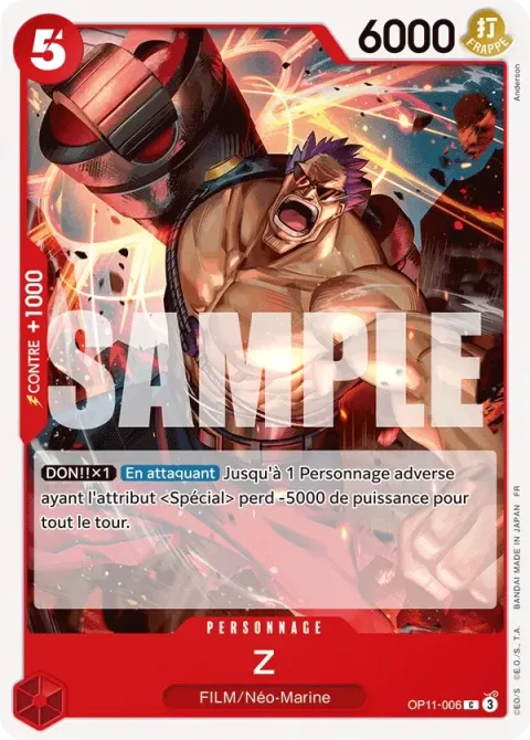 Carte One Piece Z OP11-006, extension Des poings vifs comme l’éclair