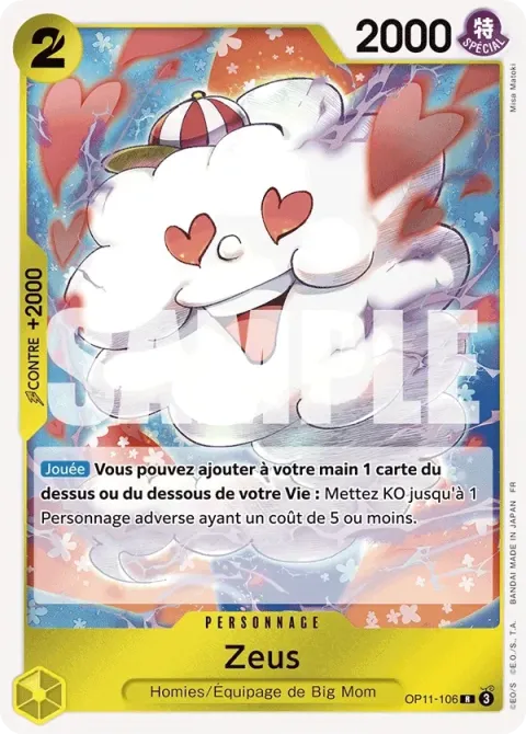 Carte One Piece Zeus OP11-106, extension Des poings vifs comme l’éclair