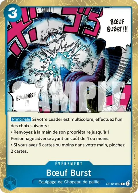 Carte One Piece Bœuf Burst OP12-060, extension L’héritage du maître