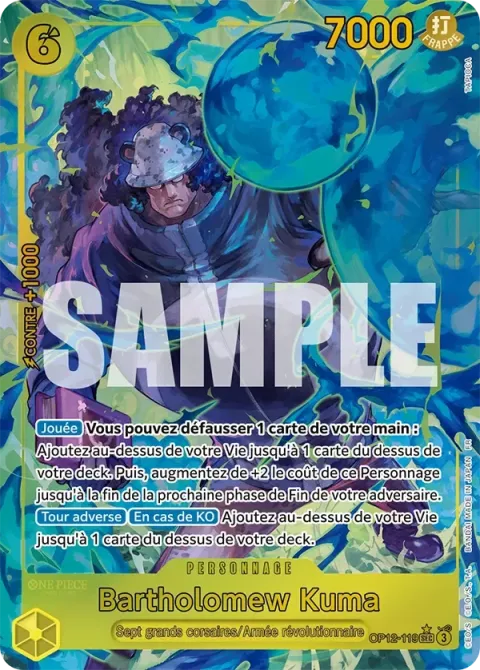 Carte One Piece Bartholomew Kuma OP12-119 · parallèle, extension L’héritage du maître
