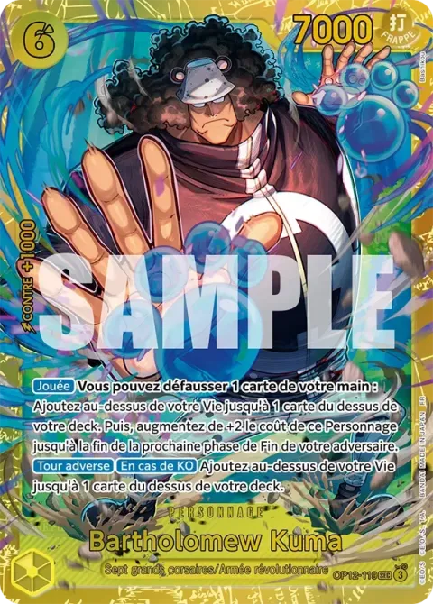 Carte One Piece Bartholomew Kuma OP12-119, extension L’héritage du maître