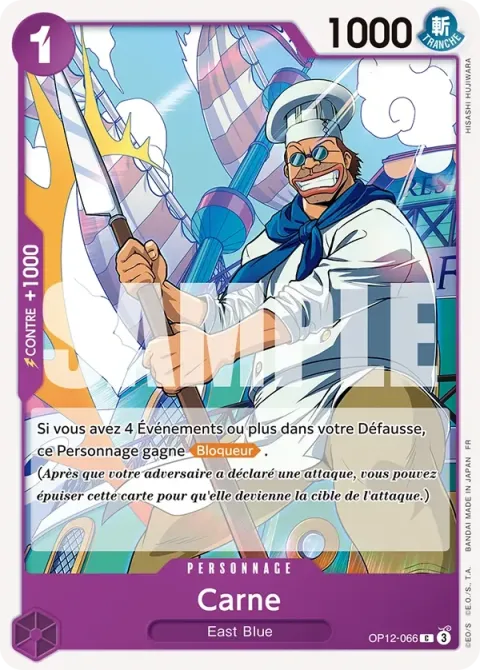 Carte One Piece Carne OP12-066, extension L’héritage du maître