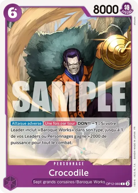 Carte One Piece Crocodile OP12-069, extension L’héritage du maître