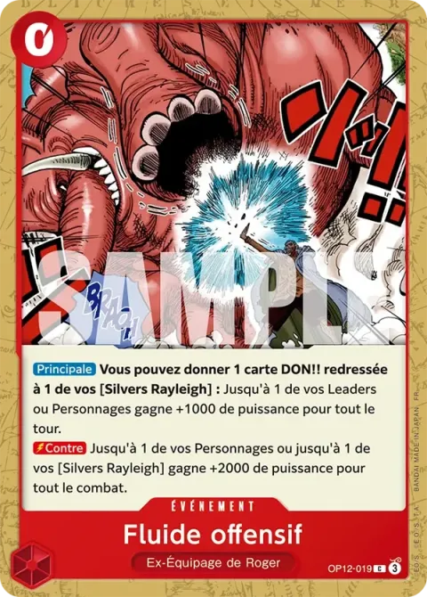 Carte One Piece Fluide offensif OP12-019, extension L’héritage du maître