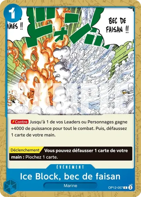 Carte One Piece Ice Block, bec de faisan OP12-057, extension L’héritage du maître