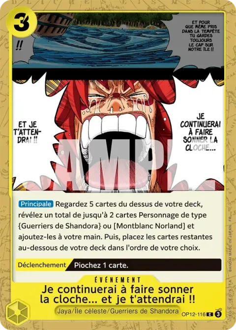 Carte One Piece Je continuerai à faire sonner la cloche… et je t’attendrai !! OP12-116, extension L’héritage du maître