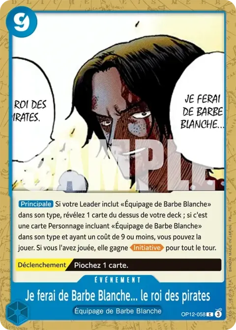 Carte One Piece Je ferai de Barbe Blanche… le roi des pirates OP12-058, extension L’héritage du maître