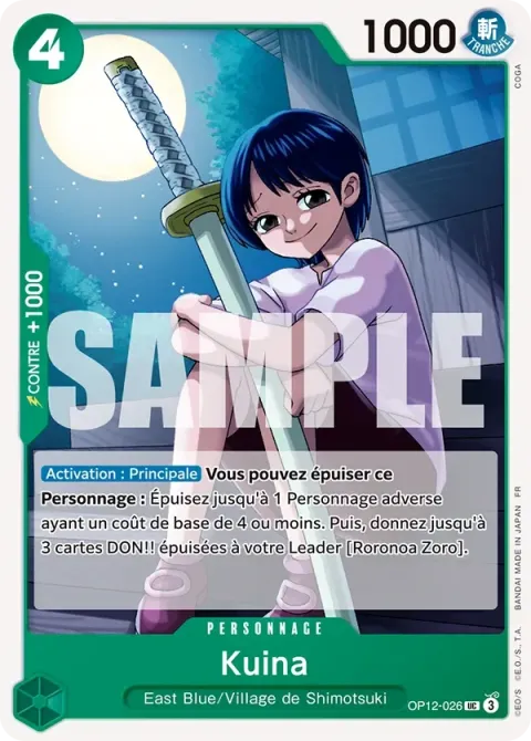 Carte One Piece Kuina OP12-026, extension L’héritage du maître