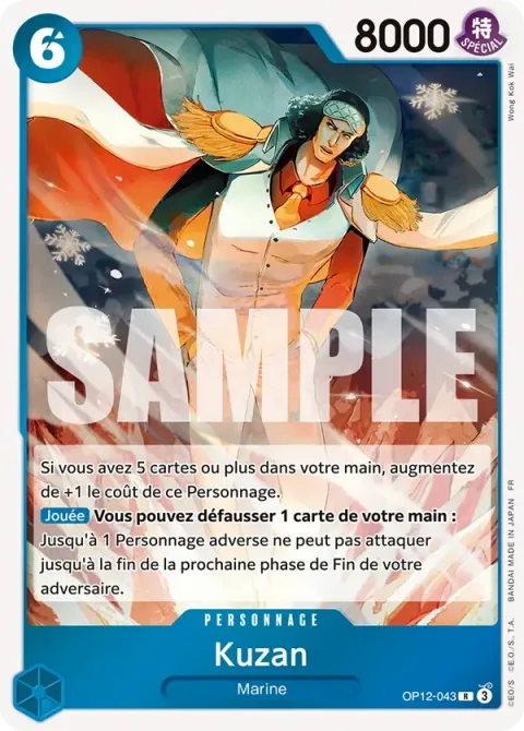 Carte One Piece Kuzan OP12-043, extension L’héritage du maître