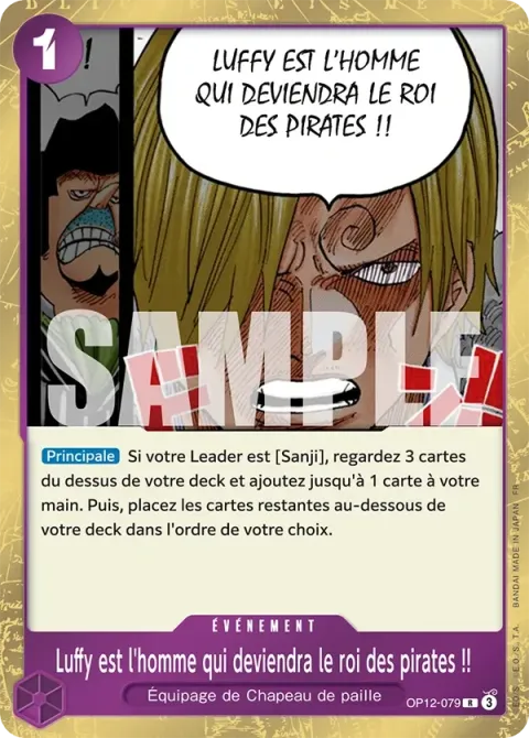 Carte One Piece Luffy est l’homme qui deviendra le roi des pirates !! OP12-079, extension L’héritage du maître