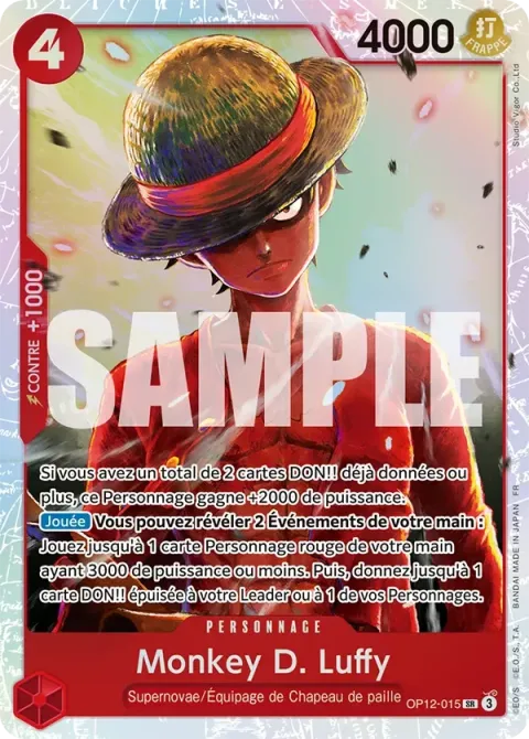 Carte One Piece Monkey D. Luffy OP12-015, extension L’héritage du maître