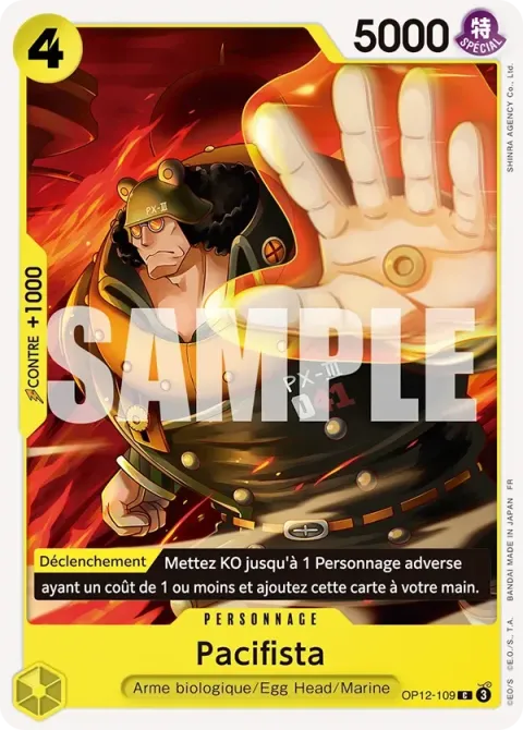 Carte One Piece Pacifista OP12-109, extension L’héritage du maître