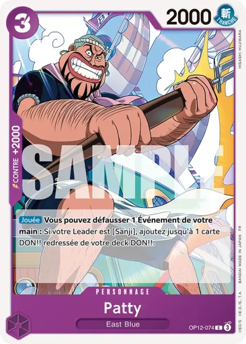 Carte One Piece Patty OP12-074, extension L’héritage du maître