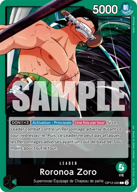 Carte One Piece Roronoa Zoro OP12-020, extension L’héritage du maître