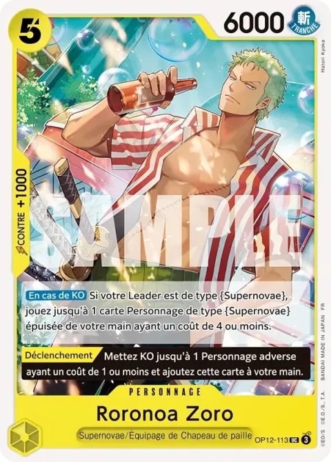 Carte One Piece Roronoa Zoro OP12-113, extension L’héritage du maître