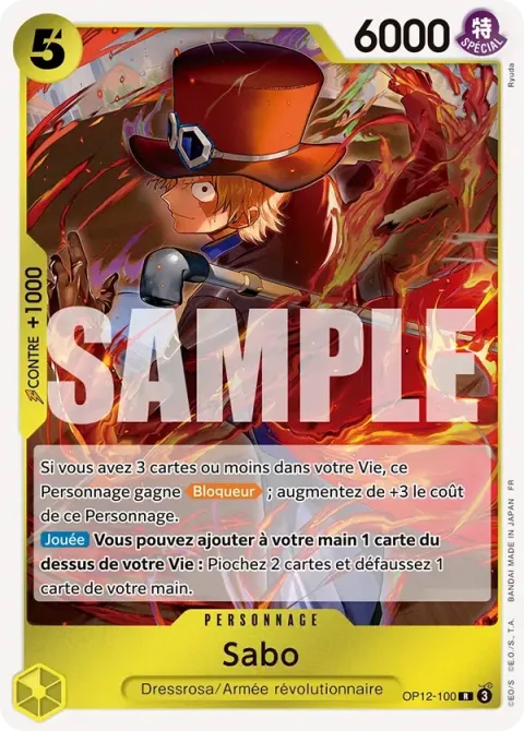 Carte One Piece Sabo OP12-100, extension L’héritage du maître
