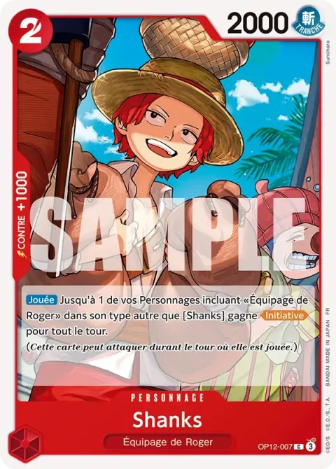 Carte One Piece Shanks OP12-007, extension L’héritage du maître