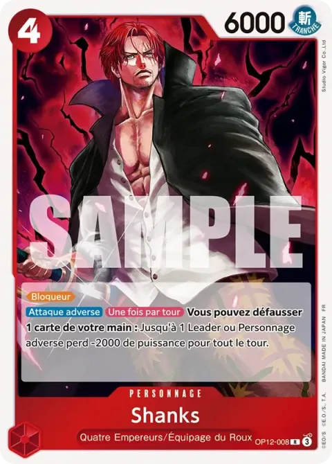 Carte One Piece Shanks OP12-008, extension L’héritage du maître