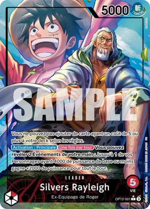Carte One Piece Silvers Rayleigh OP12-001 · parallèle, extension L’héritage du maître