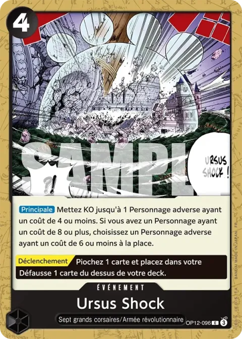Carte One Piece Ursus Shock OP12-096, extension L’héritage du maître