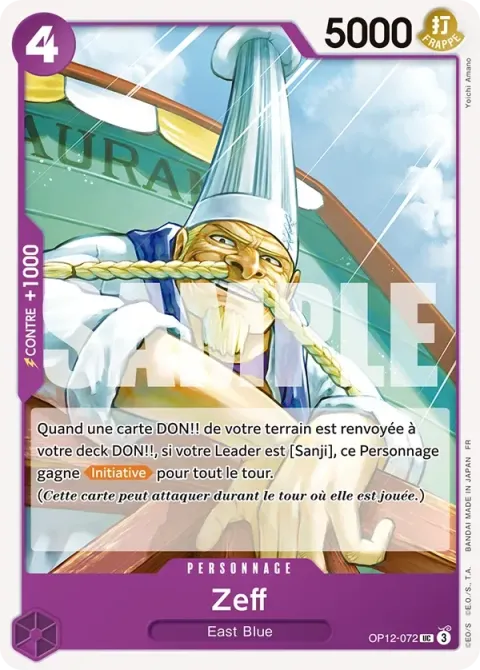 Carte One Piece Zeff OP12-072, extension L’héritage du maître