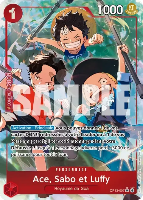 Carte One Piece Ace, Sabo et Luffy OP13-007 · parallèle, extension Successeurs