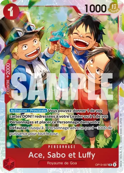 Carte One Piece Ace, Sabo et Luffy OP13-007, extension Successeurs