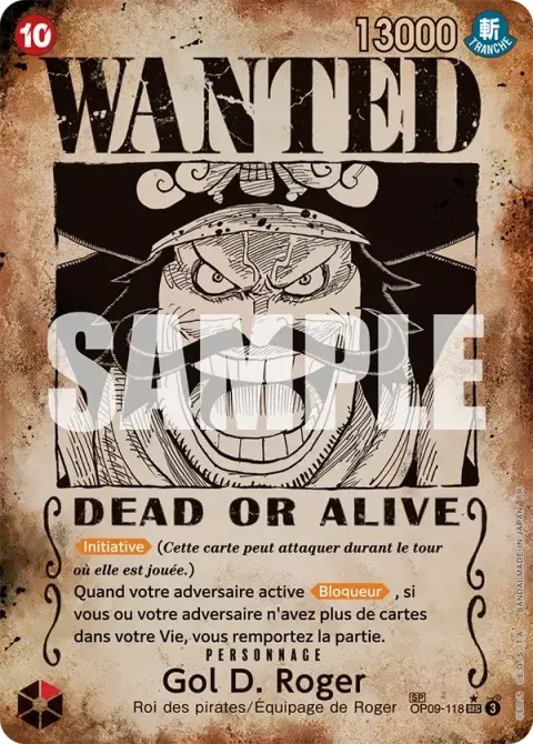 Carte One Piece Gol D. Roger OP09-118 · parallèle 3, extension Successeurs
