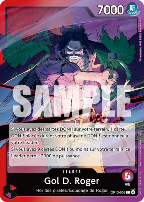 Carte One Piece Gol D. Roger OP13-003, extension Successeurs