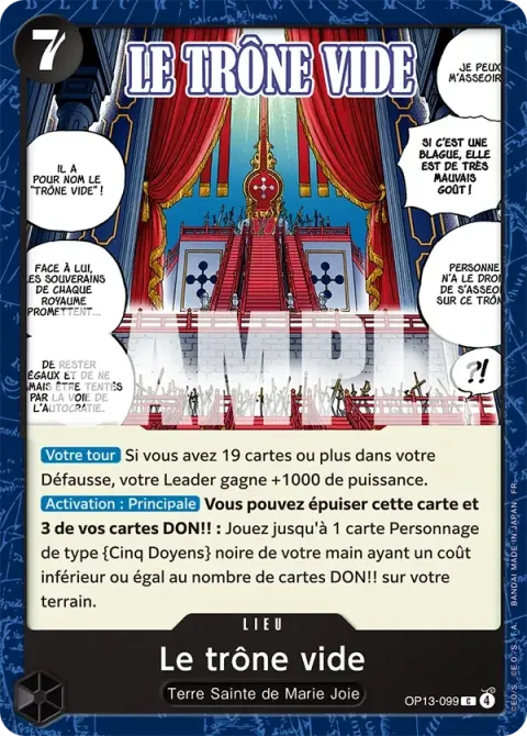 Carte One Piece Le trône vide OP13-099, extension Successeurs