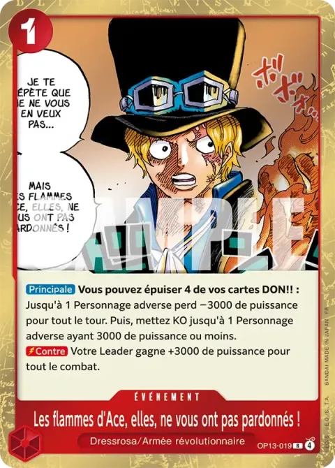 Carte One Piece Les flammes d’Ace, elles, ne vous ont pas pardonnés ! OP13-019, extension Successeurs