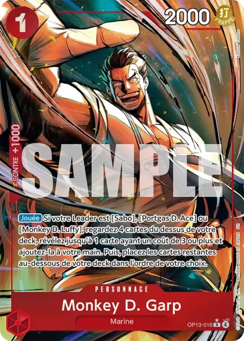Carte One Piece Monkey D. Garp OP13-016 · parallèle, extension Successeurs
