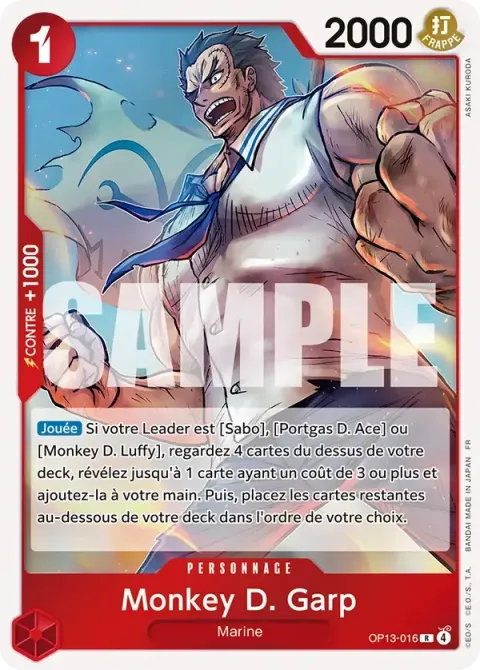 Carte One Piece Monkey D. Garp OP13-016, extension Successeurs