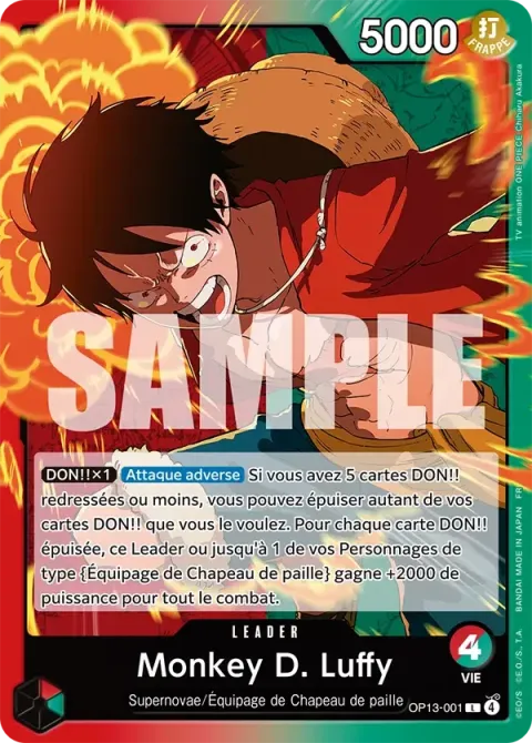 Carte One Piece Monkey D. Luffy OP13-001, extension Successeurs