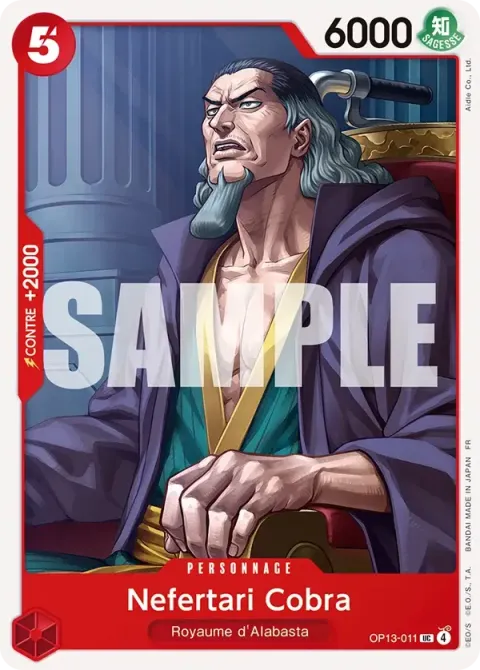 Carte One Piece Nefertari Cobra OP13-011, extension Successeurs
