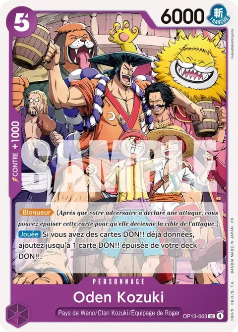 Carte One Piece Oden Kozuki OP13-063, extension Successeurs