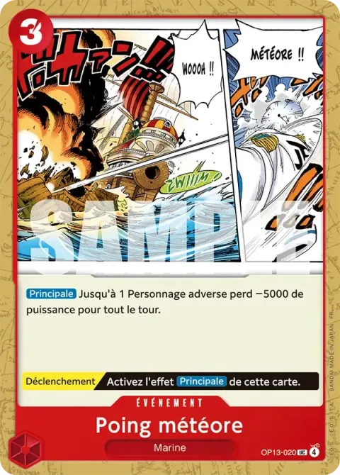 Carte One Piece Poing météore OP13-020, extension Successeurs