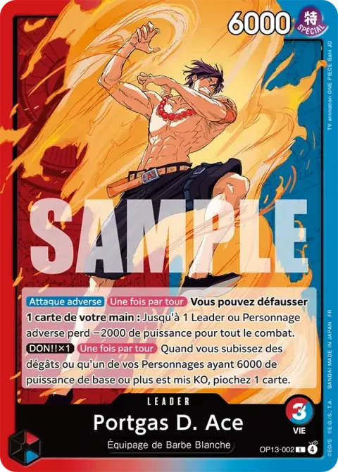Carte One Piece Portgas D. Ace OP13-002, extension Successeurs