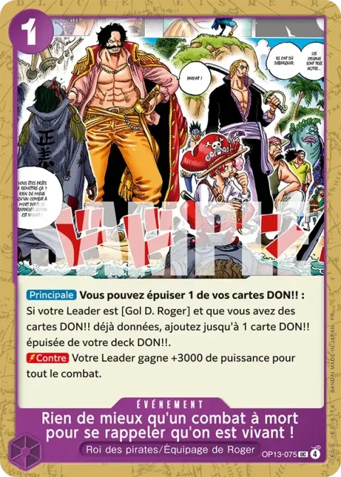 Carte One Piece Rien de mieux qu’un combat à mort pour se rappeler qu’on est vivant ! OP13-075, extension Successeurs