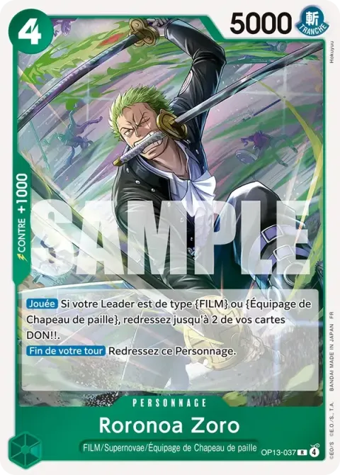 Carte One Piece Roronoa Zoro OP13-037, extension Successeurs